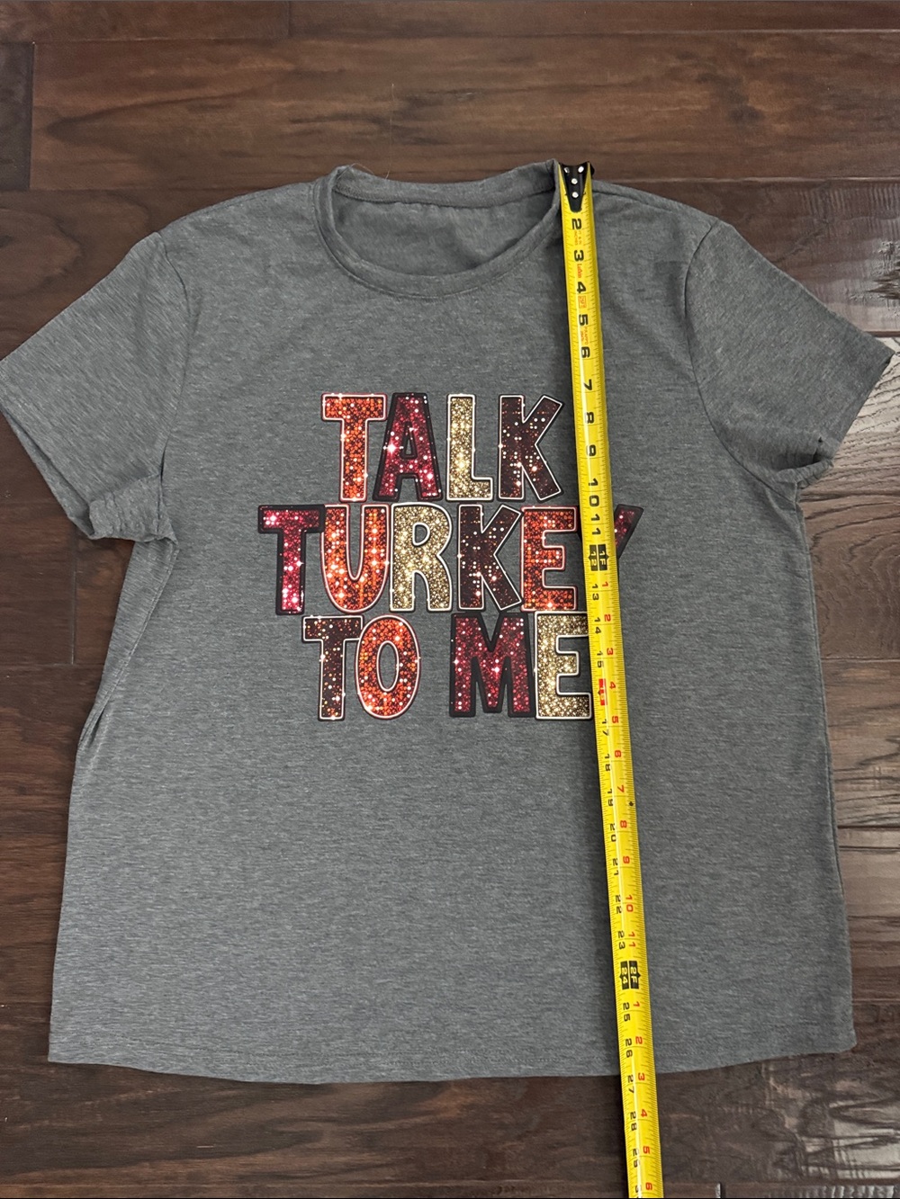 NWOT THANKSGIVING Graphic Tee  Gray Women's XL with 'Talk Turkey To Me' - Picture 6 of 8